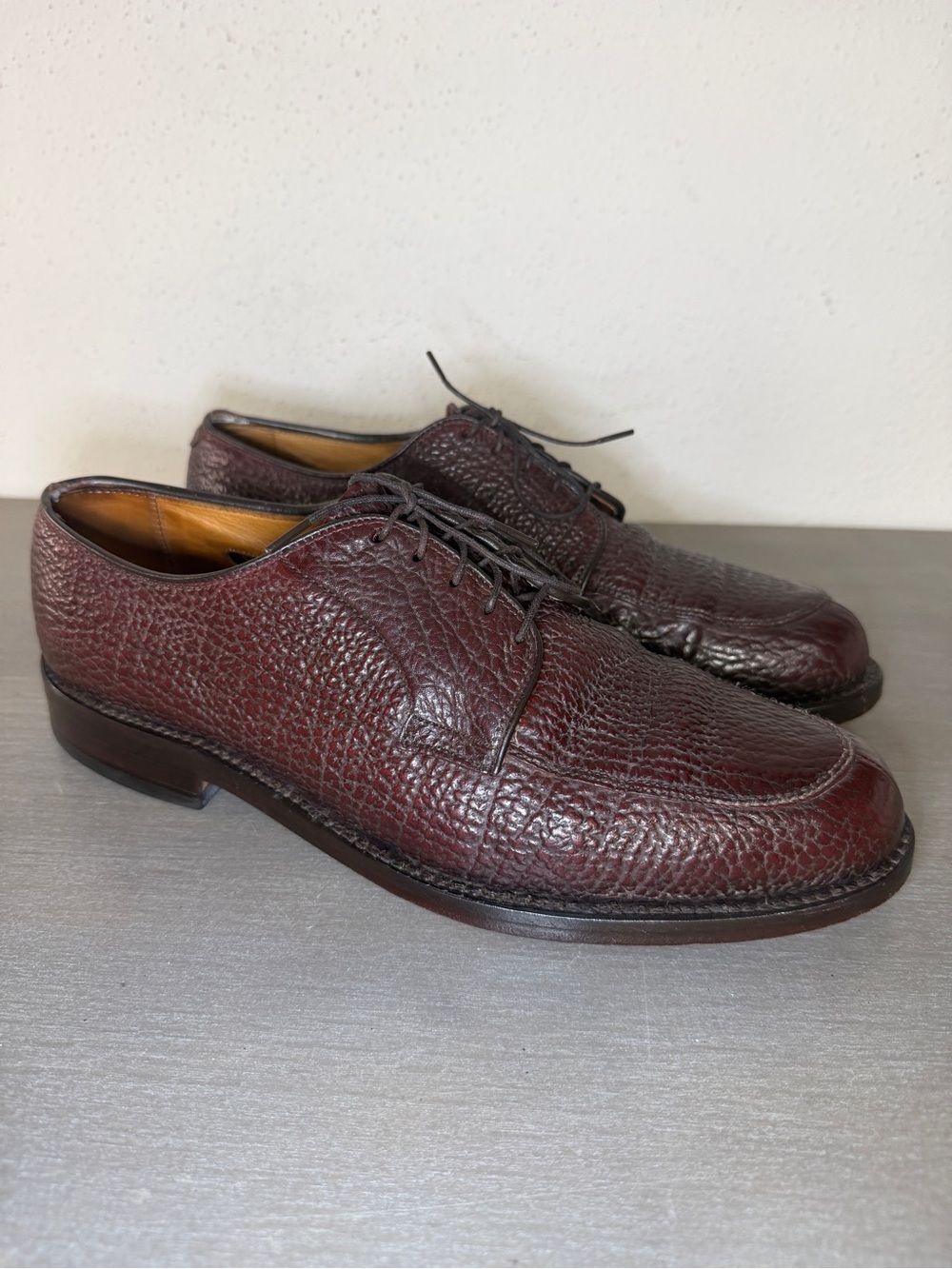 Rare Vintage Allen Edmonds Belmont Brown Sharkskin Leather Derby Men’s Sz 9.5 D